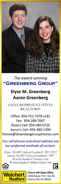 GreenbergGroup Weichert Sales Representatives.  Call 856-380-0720